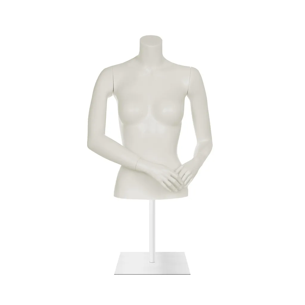 Female torso, cut underneath waist, w/ arms, white