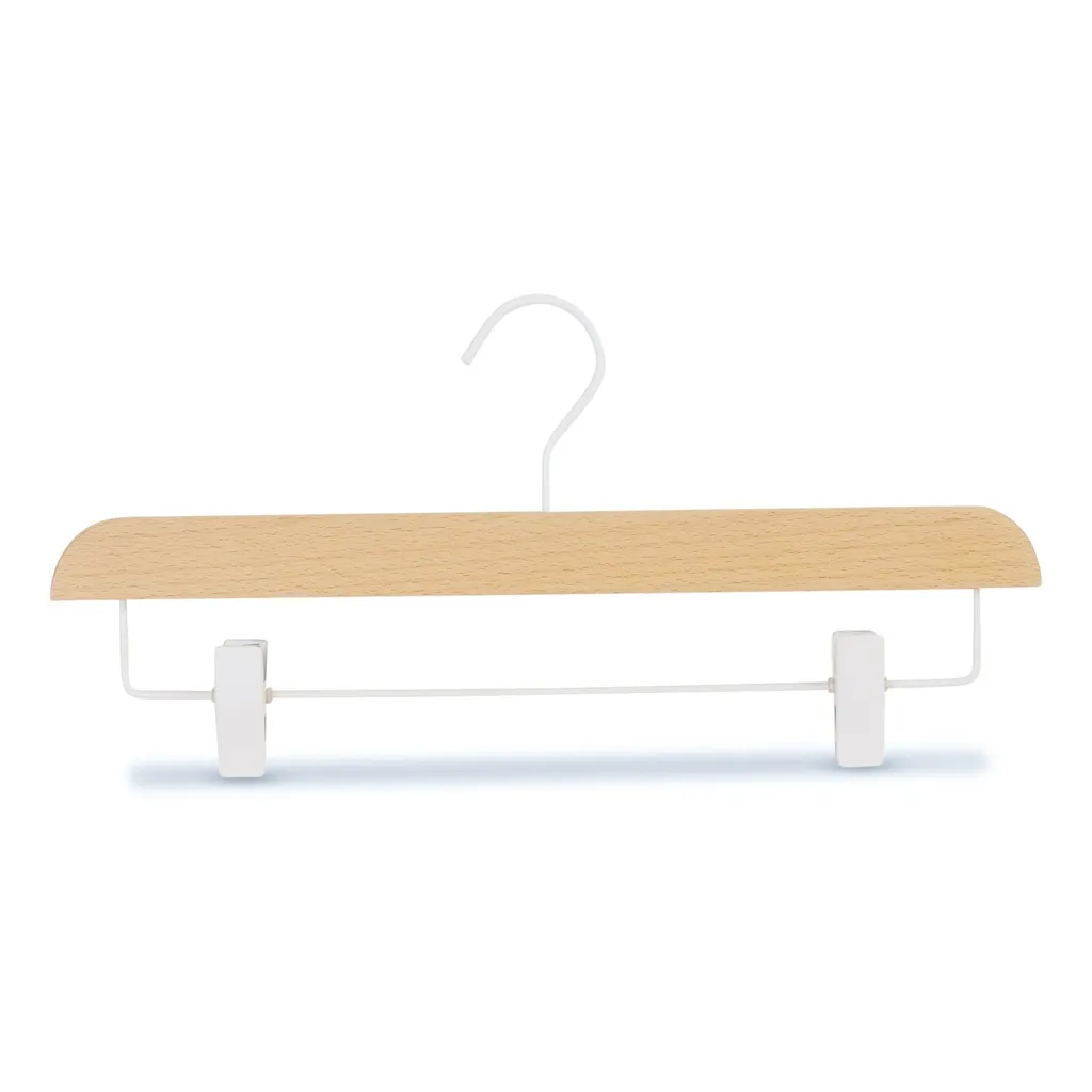 Clips percha, madera de haya, gancho blanco - caja de 50 unidades