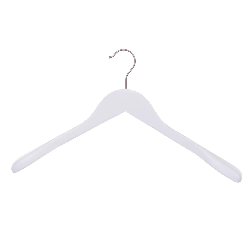 Cloth hanger, lotus wood, hook nickel, white mat - caja de 50 unid.