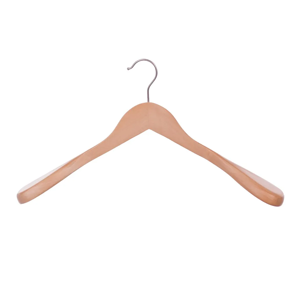 Clothes hanger for jackets, 5 cm shoulder with, 44 cm, lotus wood, clear varnish, matt hook - box of 20 pcs