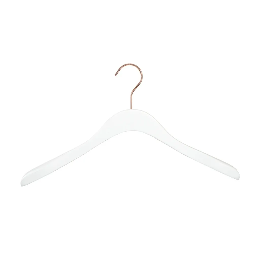 Clothing hanger,wood 41cm white with rosegold hook - Box mit 50 Stück