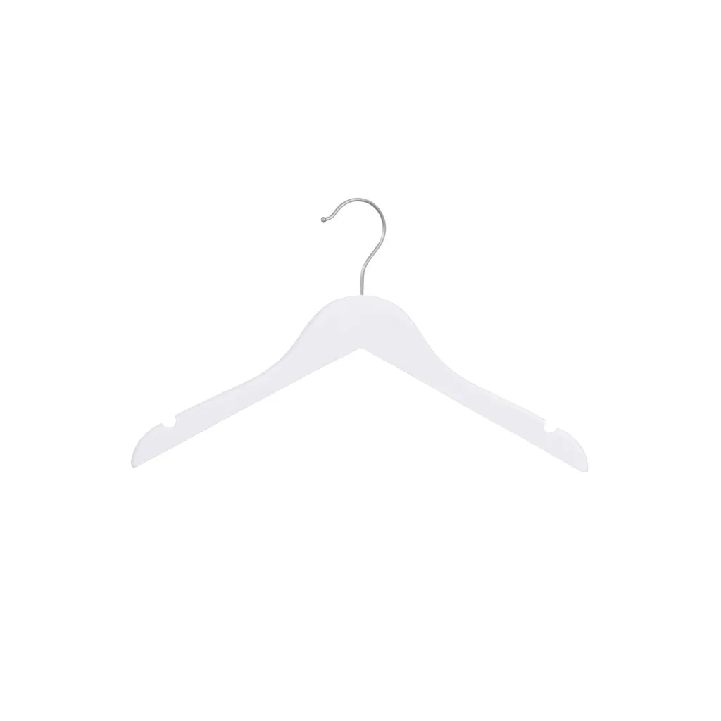 White clothes hanger for children's clothes, lotus wood, white matt finish, 30 cm, matt hook - box of 100 pcs