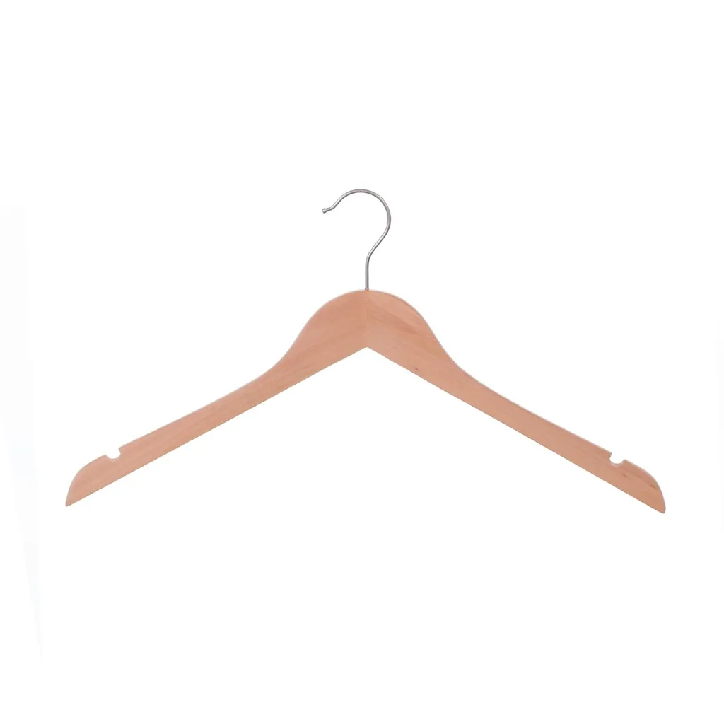 Clothes hanger for women's clothes, lotus wood, clear varnish, 41 cm, matt hook - box of 100 pcs