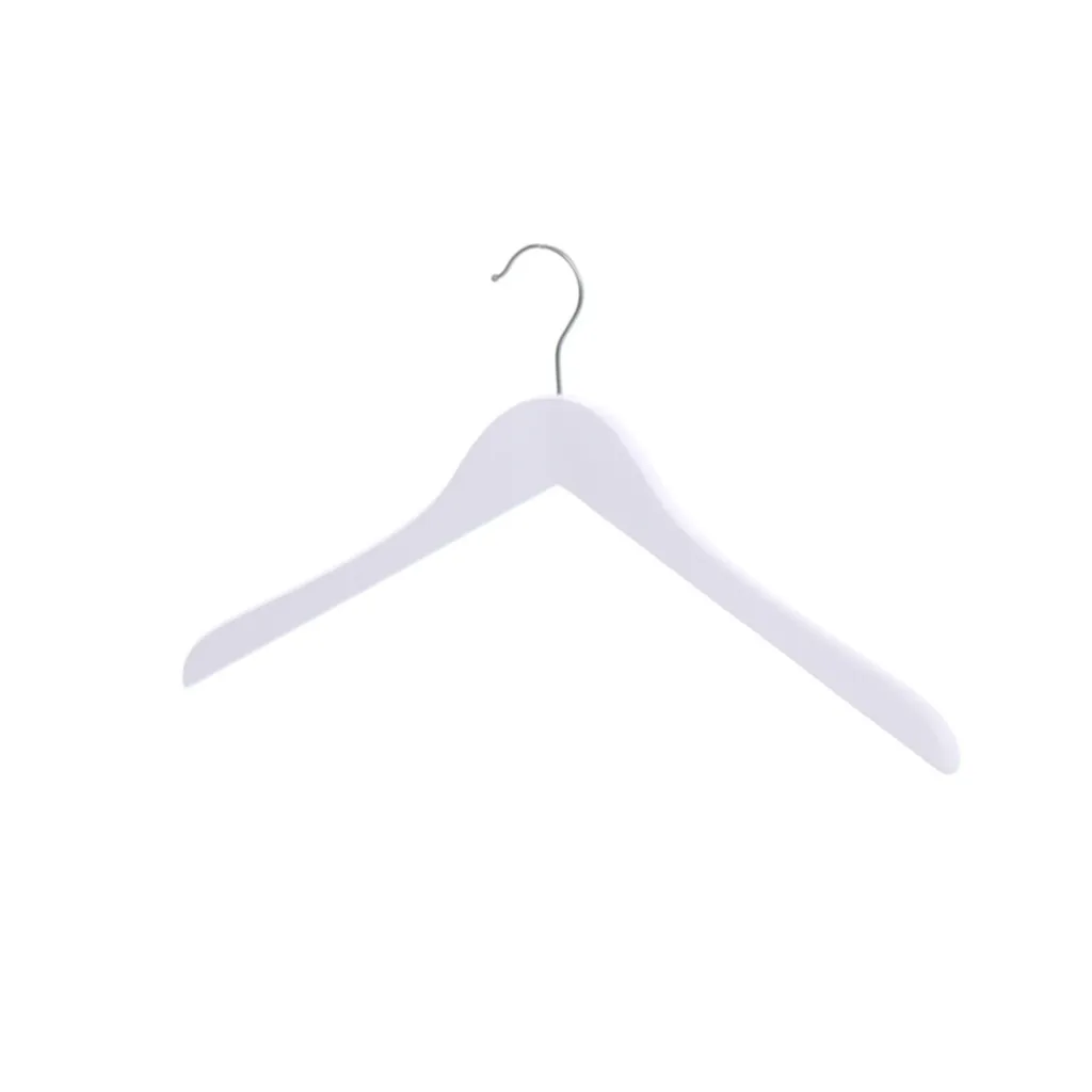 White clothes hanger for women's clothes, lotus wood, white matt finish, 41 cm, matt hook, no notches - box of 100 pcs