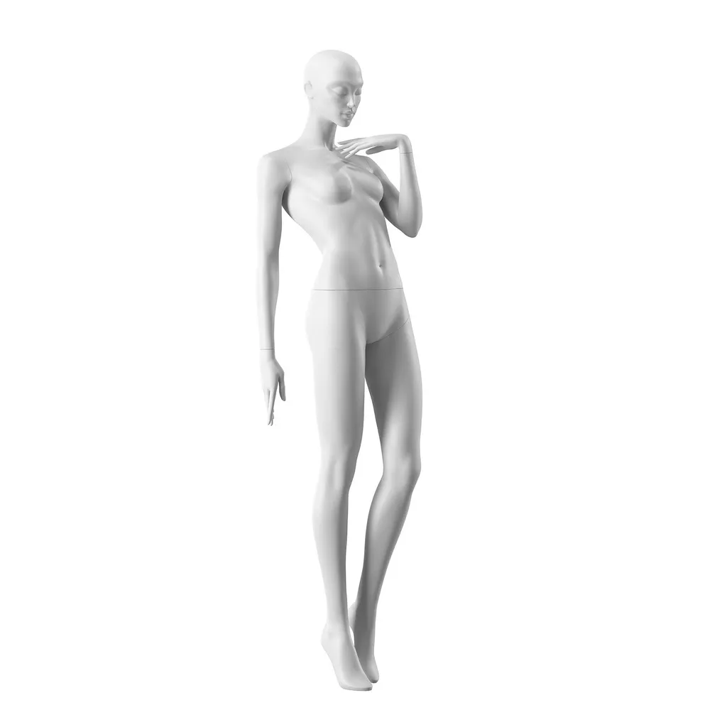 Designer mannequin, female, white color mat, standing pose 01