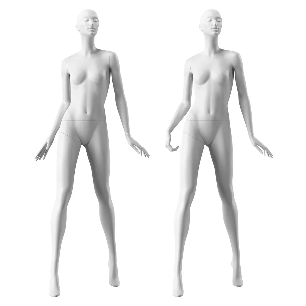 Designer mannequin, female, white color mat, standing pose 02