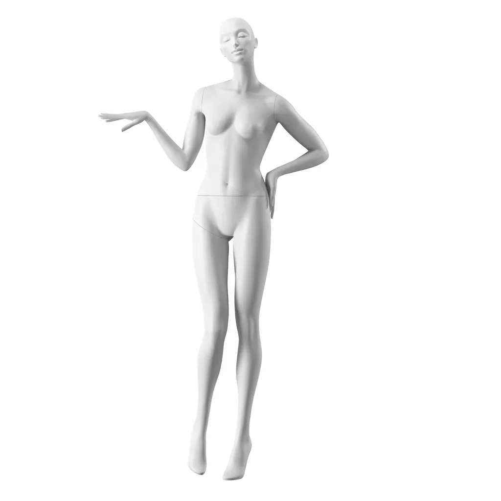 Maniquí de moda elegante mujer, blanco mate, postura de pie 03