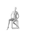 Designer mannequin, female, white color mat, seated pose 09