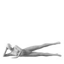 Workout sport mannequin, female, grey, abstract head, lying pose 08