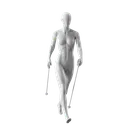 Trekking sport mannequin, female, grey, abstract head, standing pose 23