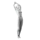 Diving sport mannequin, female, grey, abstract head, standing pose 24