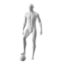 Soccer sport mannequin, male, grey, abstract head, standing pose 320