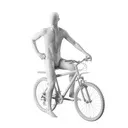 Cycling sport mannequin, male, grey, abstract head, seated pose 331