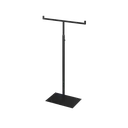 Adjustable T-stand, for displaying (hand)bags, scarves, and jewelry, black powder-coated steel