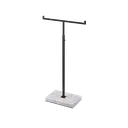 Adjustable T-stand, for displaying (hand)bags, scarves, and jewelry, black powder-coated steel with marble-look base