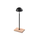 Hat display stand, for displaying hats and caps, black powder-coated steel with wooden base