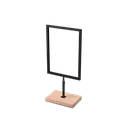 A4 Infodisplay, höhenverstellbar, schwarz pulverbeschichtter Stahl mit Holzfuß.