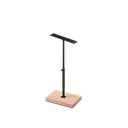 Shoe stand, adjustable height, black powder-coated steel with wooden base