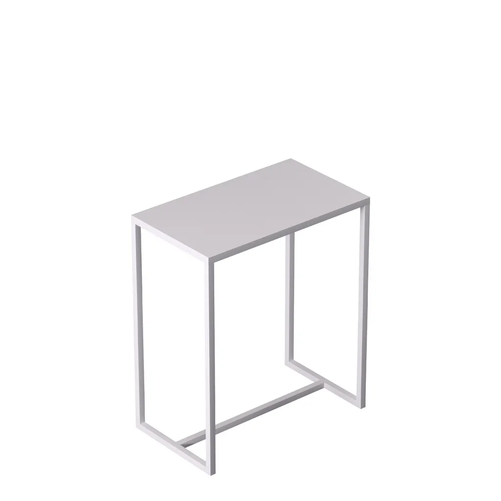 Side table 60x35xh70 cm, white powder-coated metal