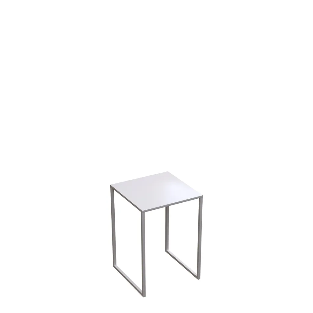 Mesa auxiliar 30x30x43 cm, acero, blanco