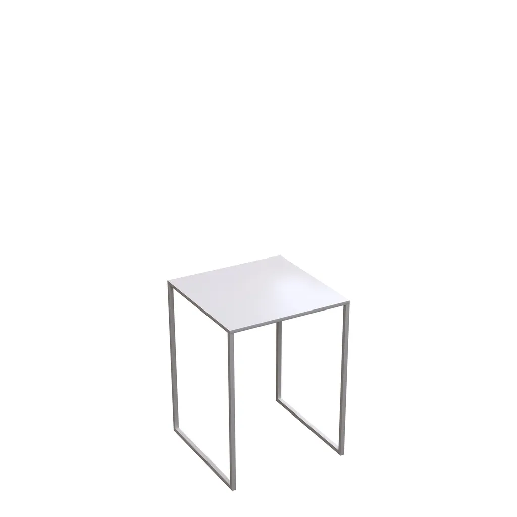 Mesa auxiliar 36x36x48 cm, acero, blanco