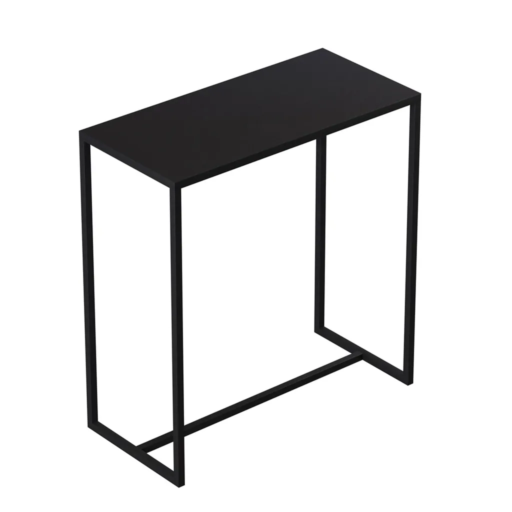 Mesa auxiliar 80x38x85 cm, acero, negro