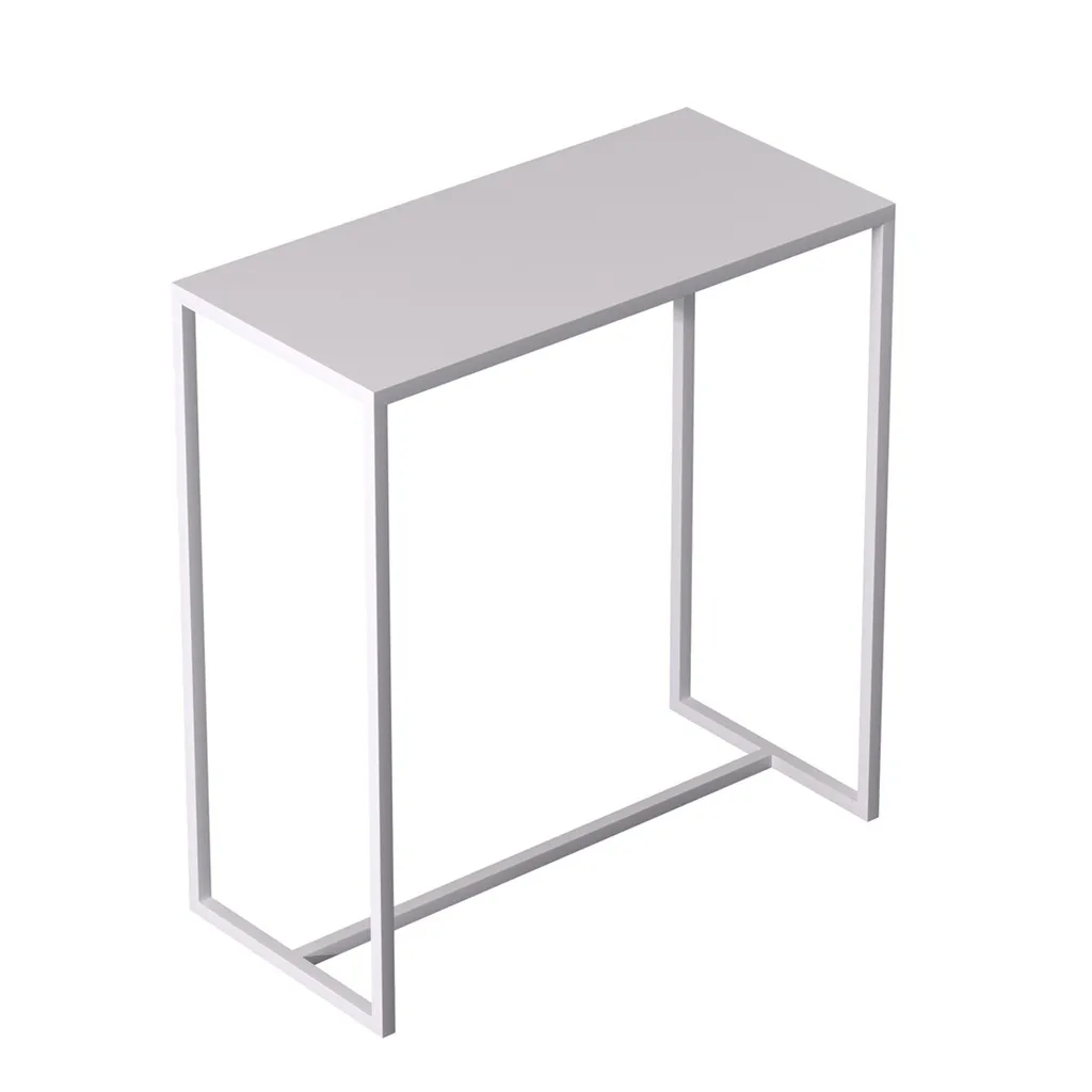 Mesa auxiliar 80x38x85 cm, acero, blanco