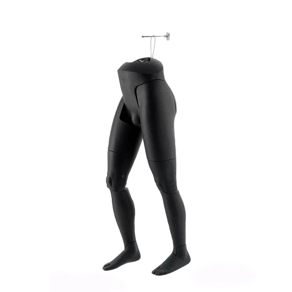 Présentoir jambes articulé, homme, noir avec boucle de suspension en métal