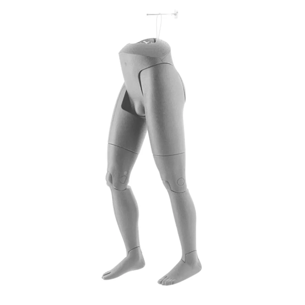 Présentoir jambes articulé, homme, gris avec boucle de suspension en métal