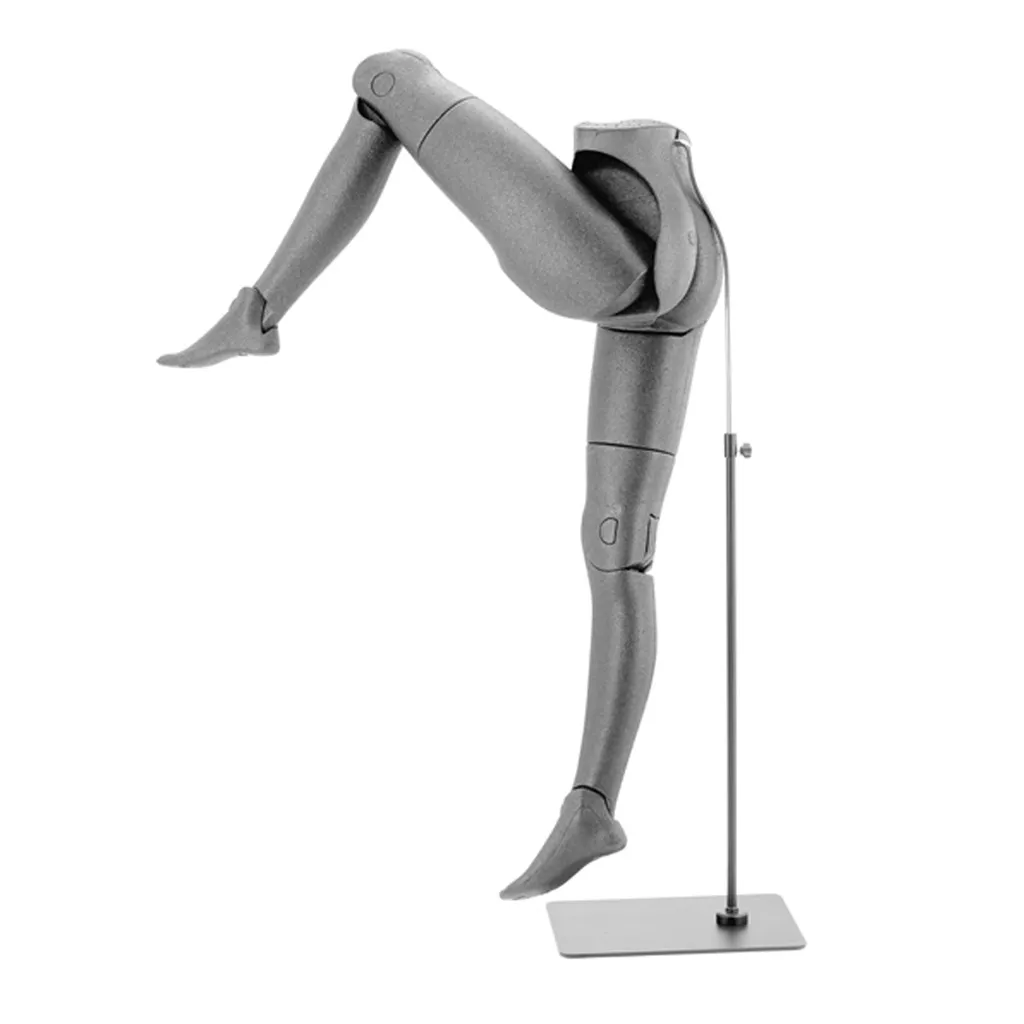 Movable leg display, women, gray, including chrome base plate with back connection