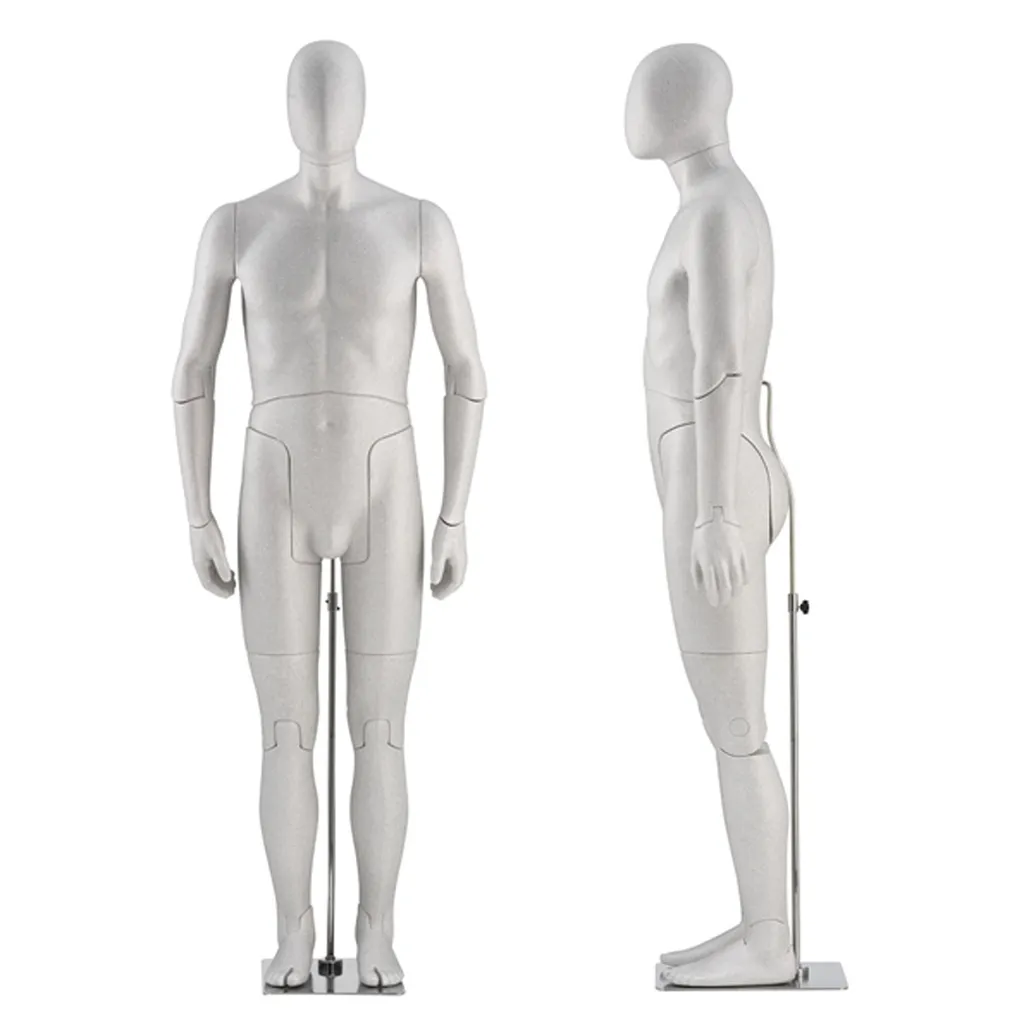 Male flexible mannequin, grey PP foam