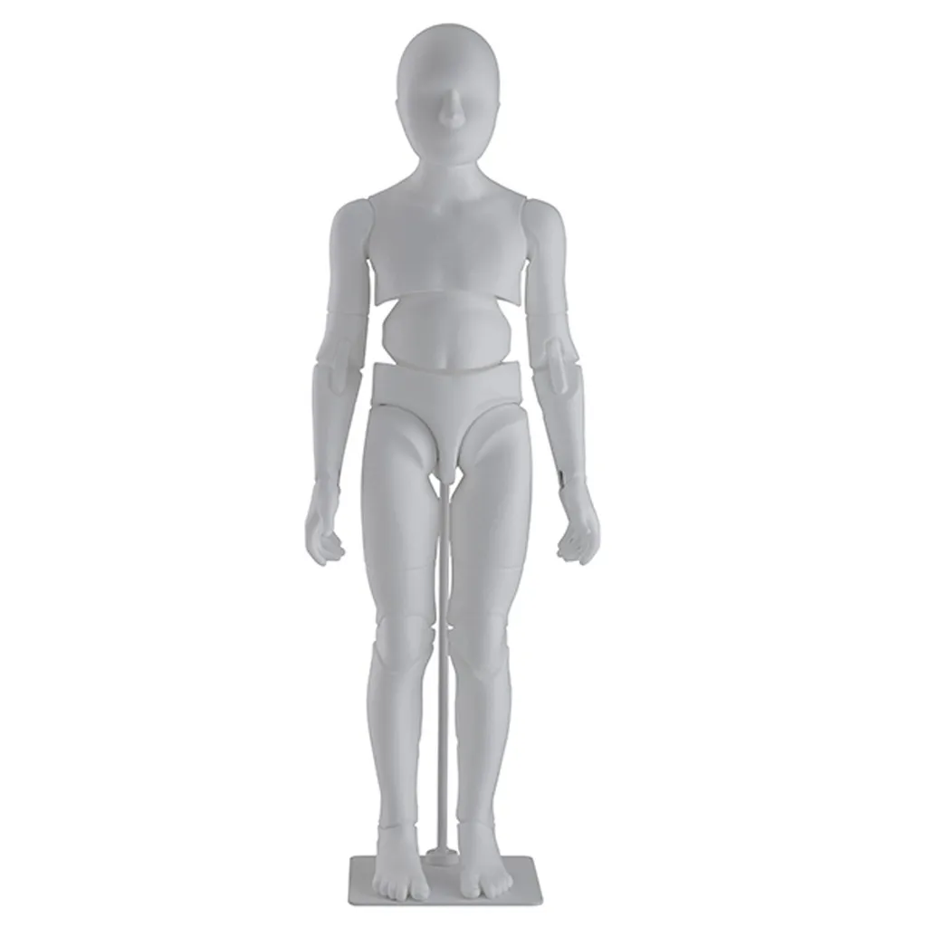 Child flexible mannequin, white polypropylene foam