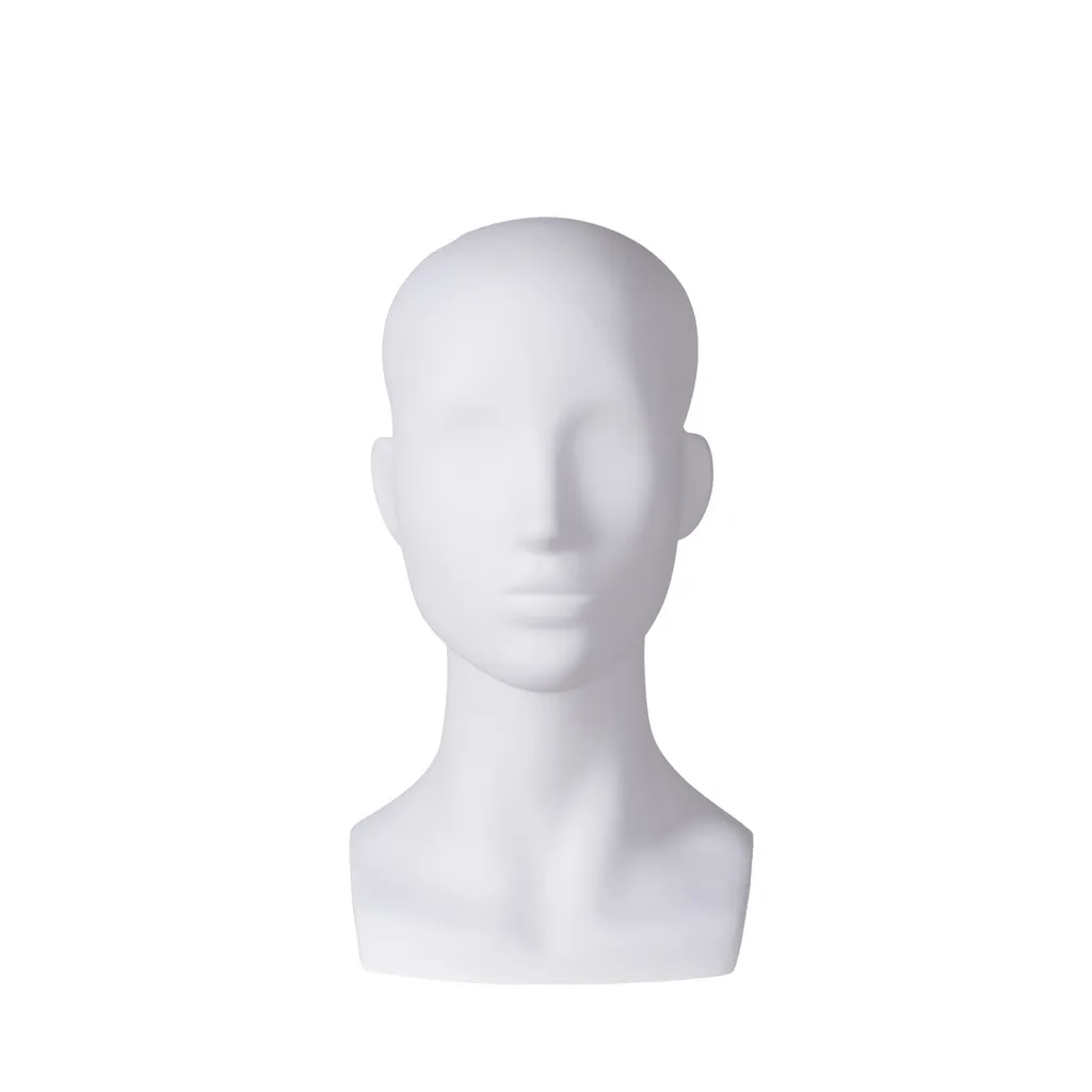 Abstract female head, finished in FRP, white mat