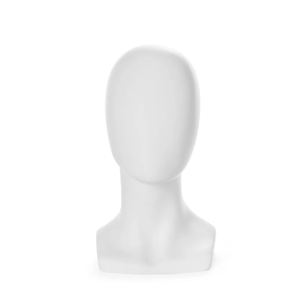 Abstract female head, finished in FRP, white mat