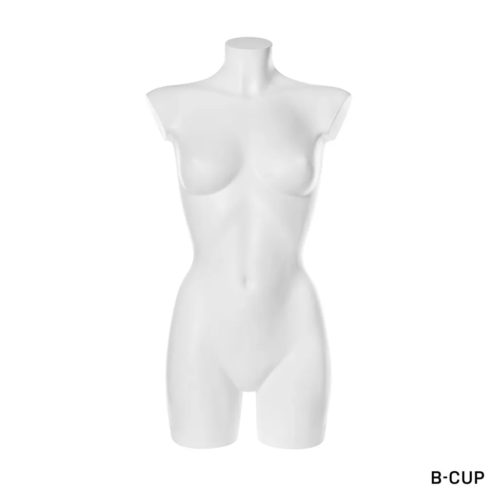 Torso femme en plastique, taille B, plastique recyclable blanc, pose 2005D_WH