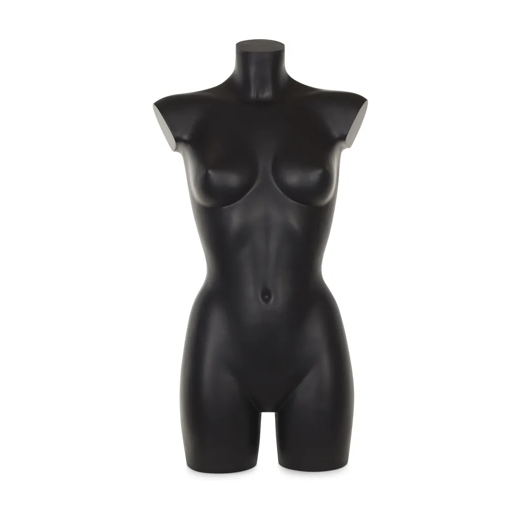 Torso femenino de plástico, copa B, plástico blanco reciclable, con conexión trasera, pose 2005DB_BL.