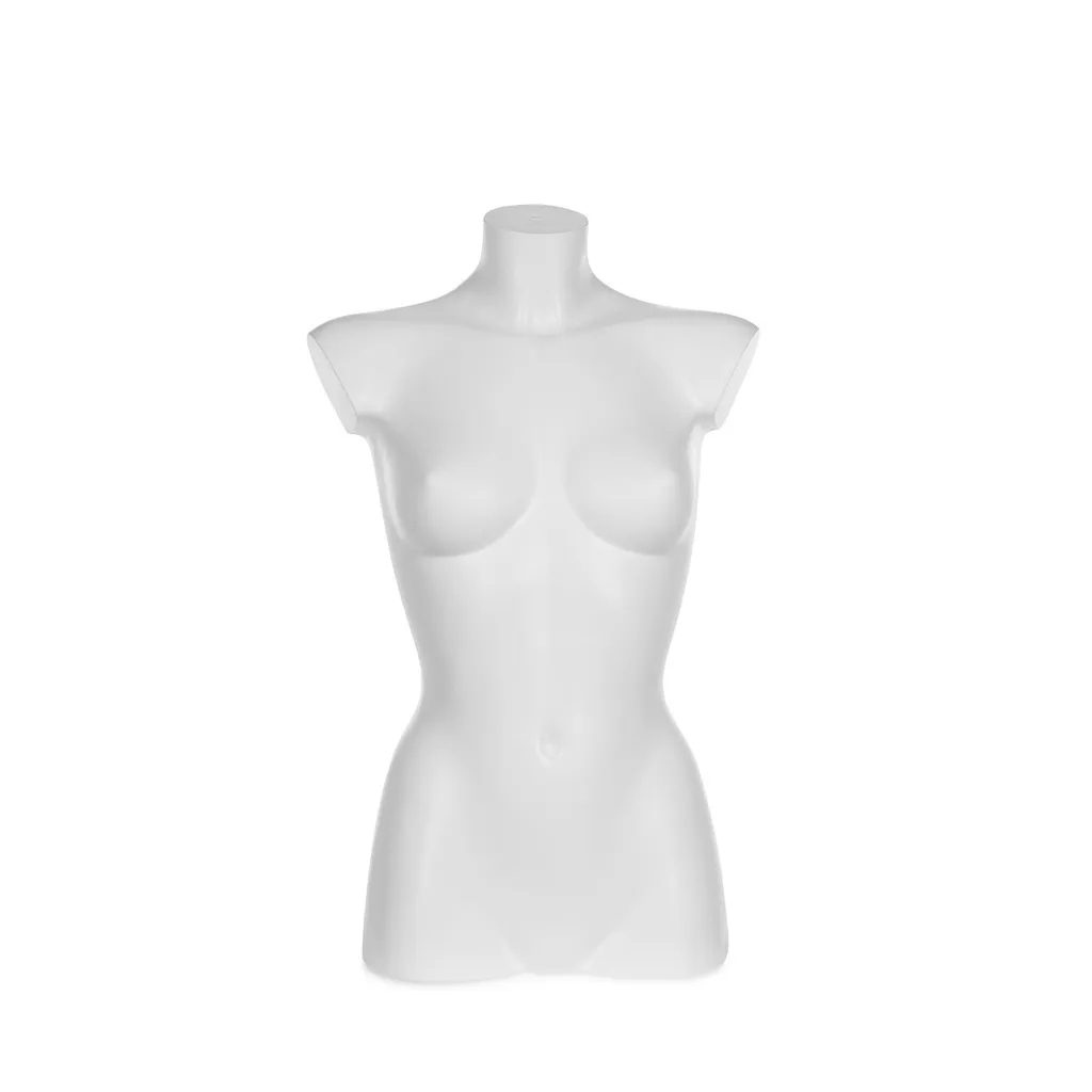 Buste femme en plastique, longueur jusqu'à l'entrejambe, plastique recyclable blanc, pose 2005DCE_WH