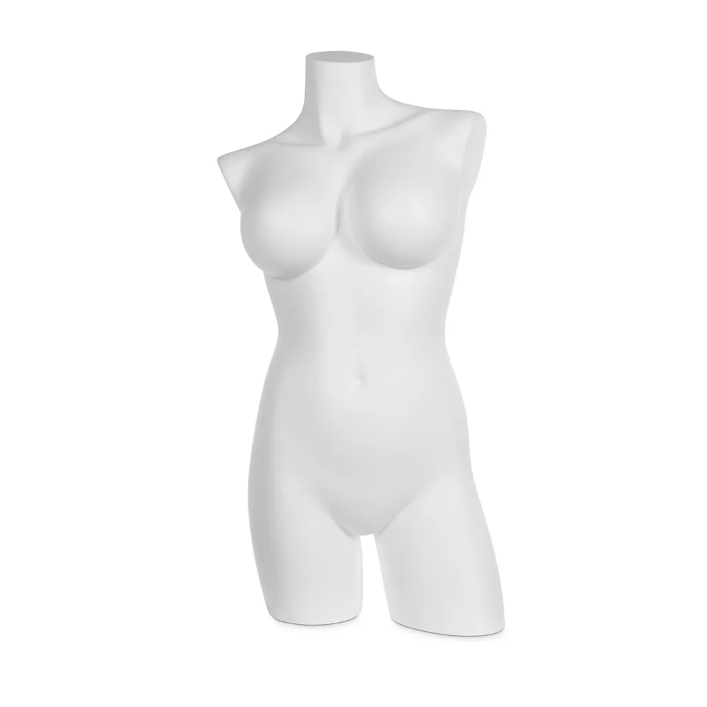 Torso femenino de plástico de talla grande, plástico reciclable blanco, pose 2005DM_WH.