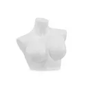 Plastic mannequin bust, female, short model, E-cup, white recyclable plastic, pose 2005DMXC