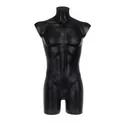 Plastic mannequin torso, male, with backscrew, black recyclable plastic, pose 2005U_BL