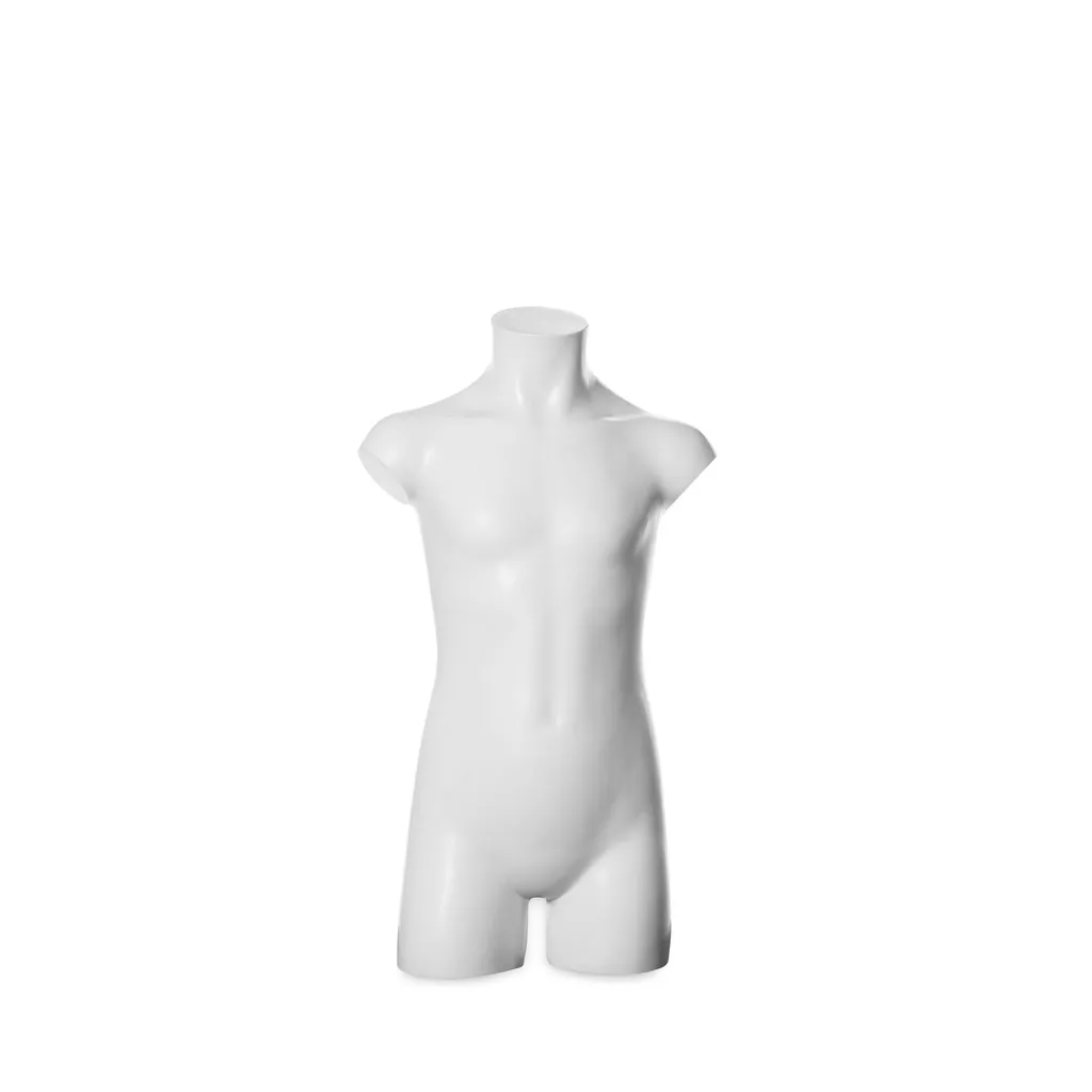 Torso infantil de plástico, 6-8 años, plástico reciclable blanco, pose 2010_WH.