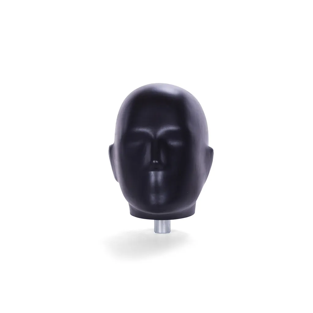 Plastic stylised abstract head, female, black recyclable plastic, pose TSD_BL