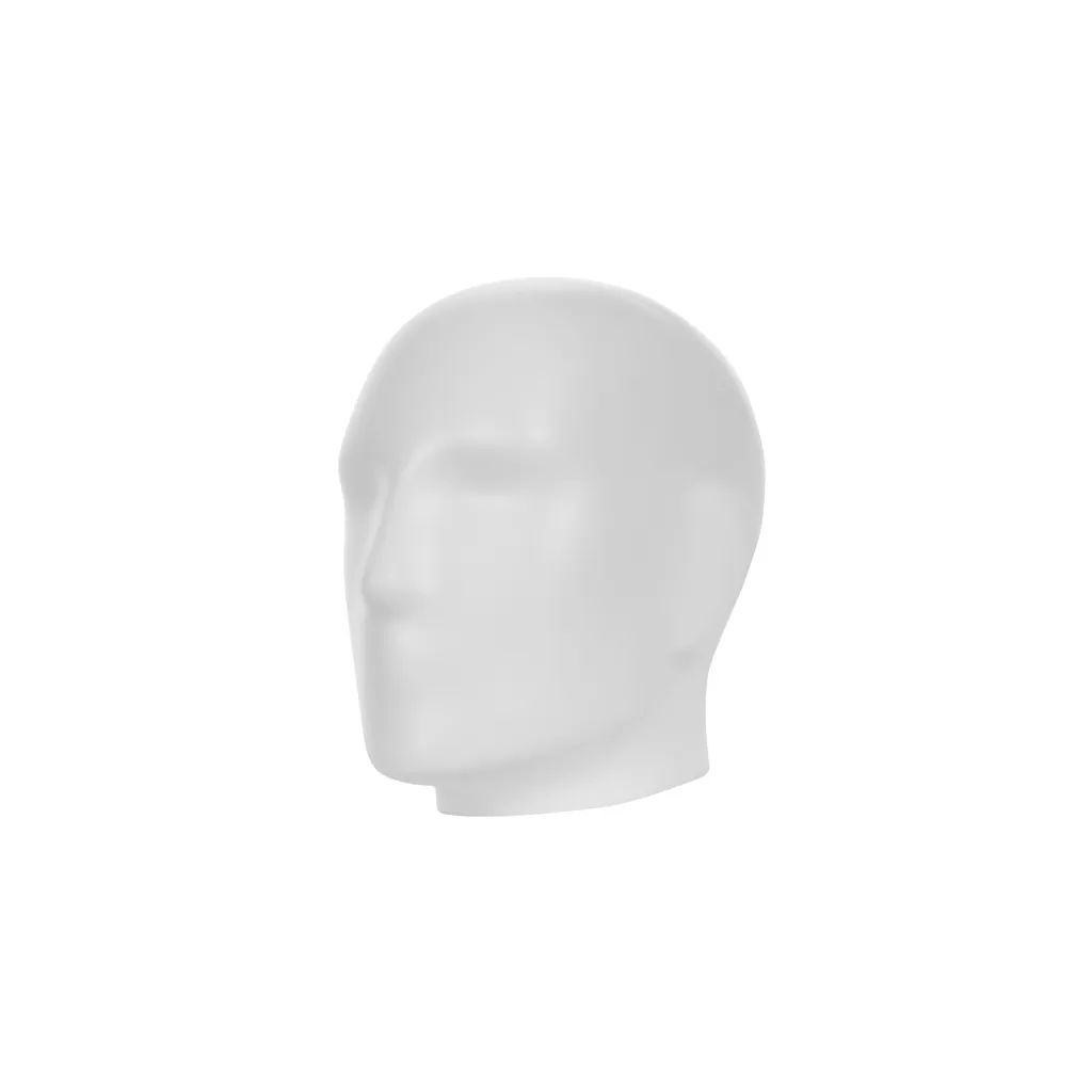 Tête homme stylisée abstraite en plastique, plastique recyclable blanc, pose TSU_WH