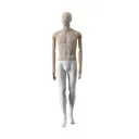 Vintage mannequin, male, wooden arms, covered with fabric, standing pose 42