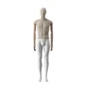 Vintage mannequin, male, wooden arms, covered with fabric, standing pose 43