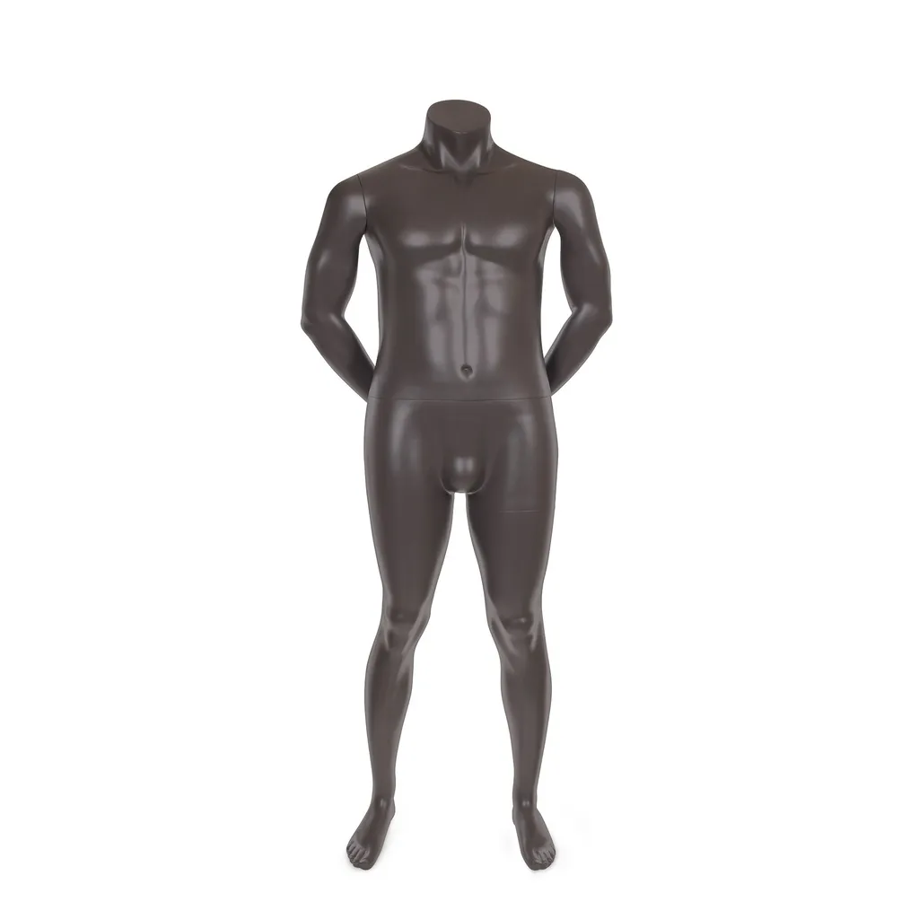 Maniquí masculino sin cabeza, talla grande, gris u