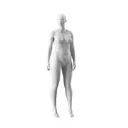 Maniquí mujer talla grande, cabeza semiabstracta, talla 44EU, blanco mate, pose de pie 03