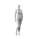 Maniquí mujer talla grande, cabeza semiabstracta, talla 44EU, blanco mate, pose de pie 05