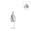 Torse sur socle, avec bras, enfant, blanc 8 ans, tête abstraite, socle long blanc, pose 308 