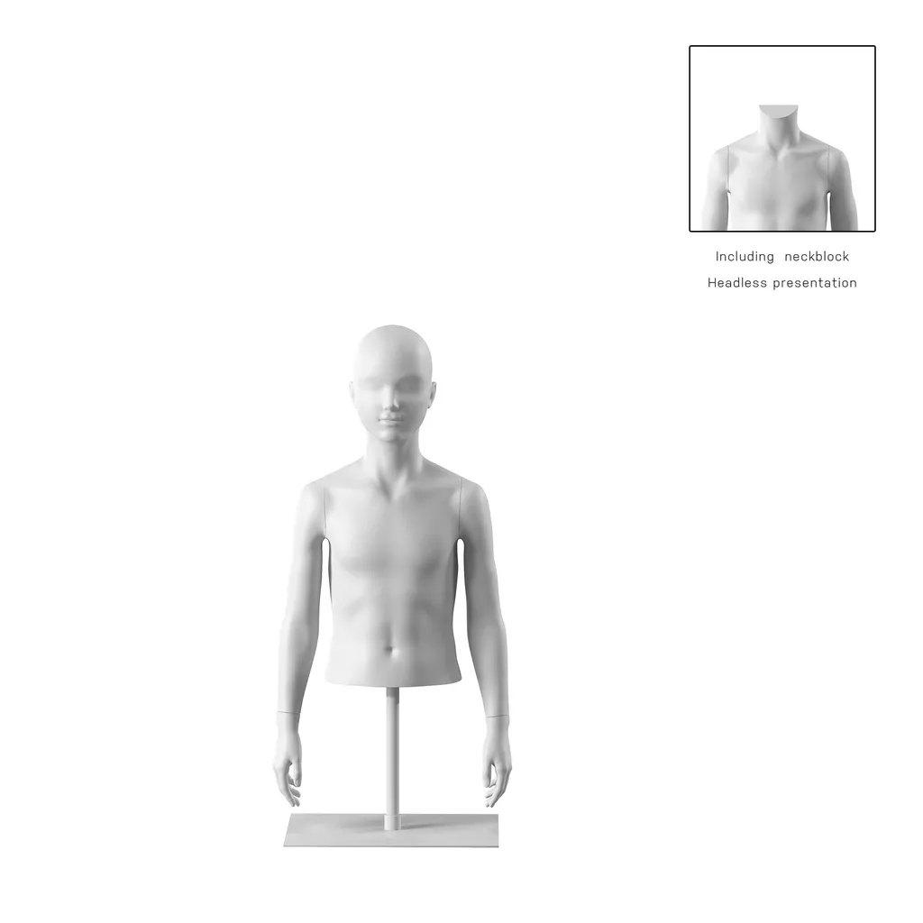 Torso infantil corto, 8años, blanco, base, Bio FRP